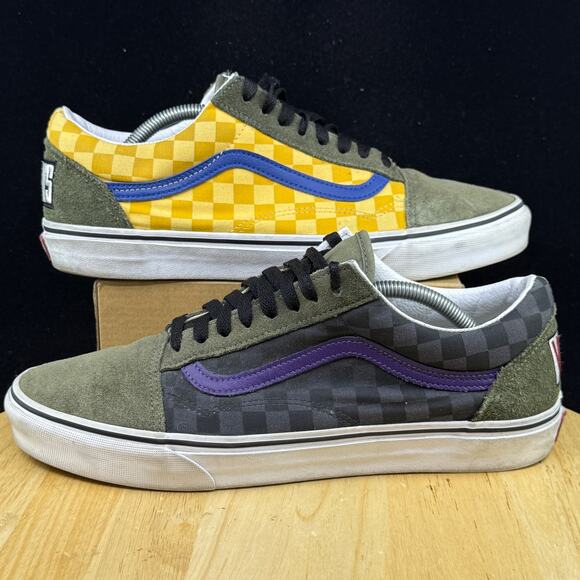 Vans old skool rally green checker sneaker shoes yellow blue sk8 men 11 - Picture 1 of 10